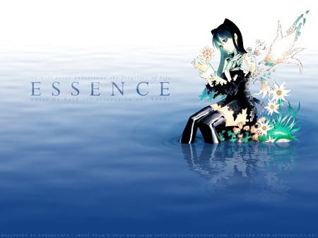 essence - flowers, anime, water, essence, girl