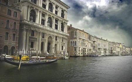 gondola - sky, houses, italy, venice, city, architecture, water, boat