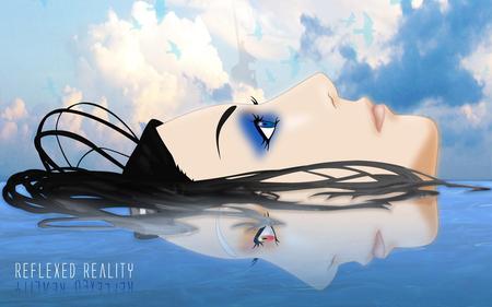 Reflexed Reality - blue, eyes, sea, models, fantasy, nature, funny, face, 3d, color, sky