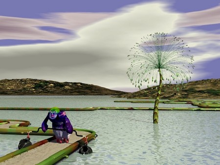 get water - lake, 3d water, fantasy, tree, abstract