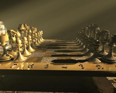 golden chess - chess, golden, abstract, game