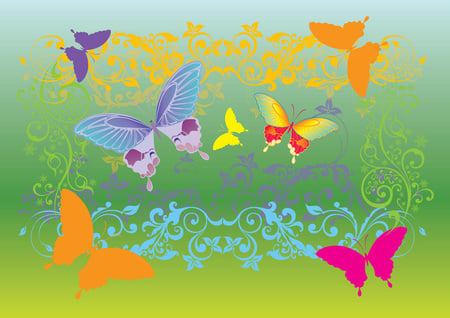 SUMMER SEASONS - summer, butterflies, vector, seasons