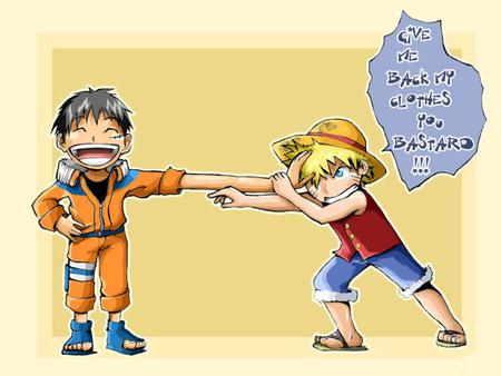 cant touch this - cross over, one piece, naruto, hat, luffy, anime, funny