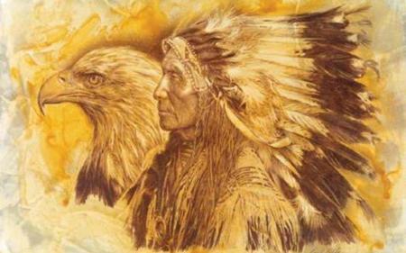 Chief - indian, abstract, eagle, wallpaper, chief, fantasy