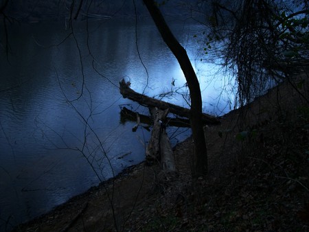 reflecting moon light on the river - moon, river, water, nature, night, light