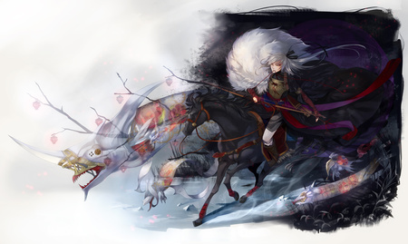 Wallpaper - white, red, demons, horse, ghosts