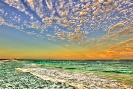 Sunrise - sunrise, view, good morning, sky, clouds, beautiful, sea, beauty, colors, morning, lovely, ocean, florida, colorful, nature, waves, peaceful