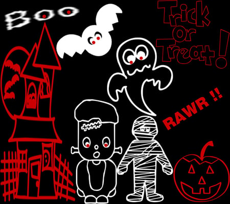 BOO !!! - make believe, pumpkin, ghosts, bat, haunted house