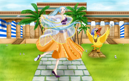 Dancing Vivi - vivi, one piece, anime, grass, dancing, other, bird