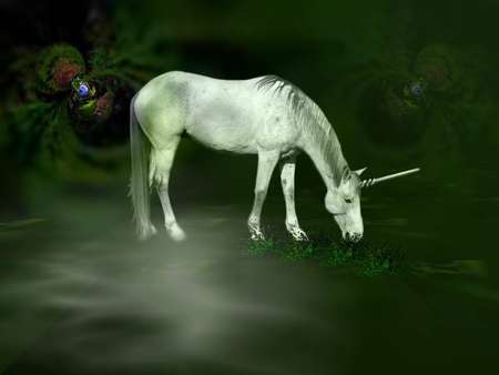 Mist's Of Green - fantasy, unicorn, green, other