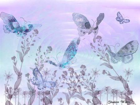 cystal butterflies - pinks, cystal, blues, butterflies