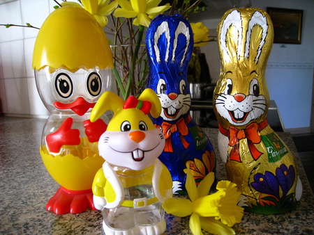 Easter Family - colours, rabbit, chicken, daffodil