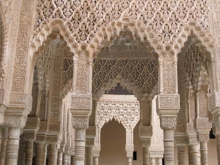 Alhambra, Spain - spain, decorations, pillars, arches, alhambra