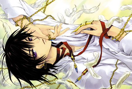 geass - black hair, feather, code geass, hot