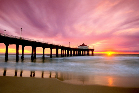 Pier With Purple - beauty, purple, pier, sunset