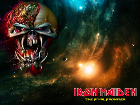 Iron Maiden - logo, maiden, band, frontier, space, music, metal, eddie, final, heavy, iron