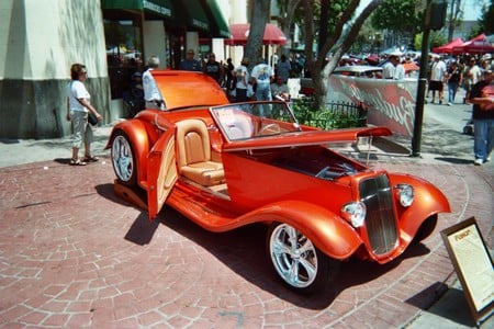 CLEAN FORD HOTROD - hotrod, clean, hot, show, ford, orange, outside