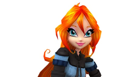 Winx - anime, blue, eyes, pink, orange, pink lips, lips, fantasy, face, 3d, orange hair, blue eyes