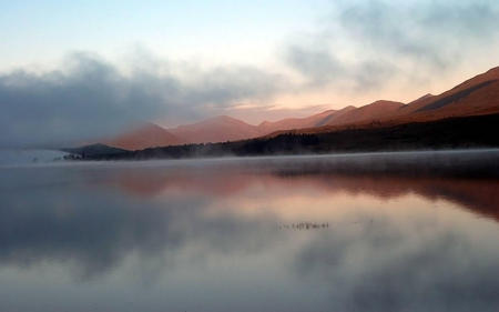 Morning Mist - sky, lake, morning, reflection, beautiful, mist, colors