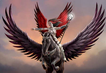 WARRIOR ANGEL - female, warrior, wings, pegasus, angel