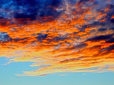 heaven - clouds, vivid, blue, golden, light, sky