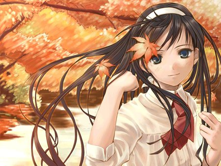 Shingetsutan Tsukihime - trees, girl, blue eyes, anime, long hair, shingetsutan tsukihime, cute