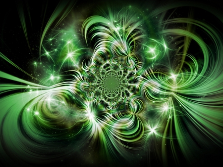 Fractal Lights 2 - glow, abstract, design, green, lights, cool, fractal