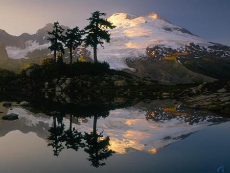 Mount Baker - usa, mount baker, nature, lake, mountain, tree