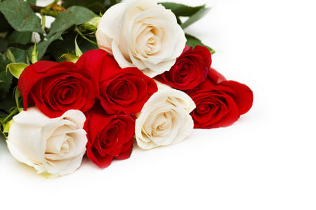 Roses - pretty, roses, white rose, red roses, flowers, red, for you, red rose, beautiful, photography, white roses, beauty, colors, lovely, with love, bouquet, white, nature, rose