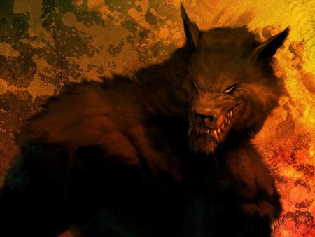 Werewolf - werewolf, black, fantasy, red, brown, evil, dark, scary