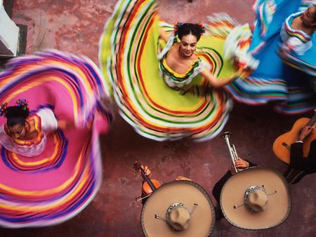 Colorful whirl - dresses, wallpaper, whirl, women, photo, wall, mexico, festive, people, picture, music, colorful