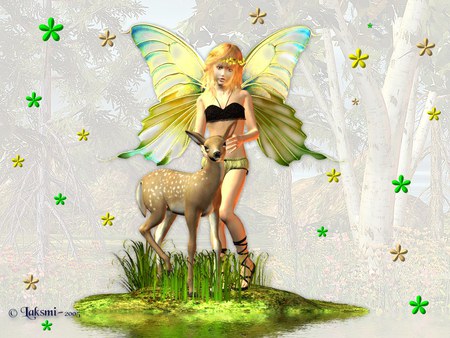 Wanna be my friend - fairy, fantasy, deer, other