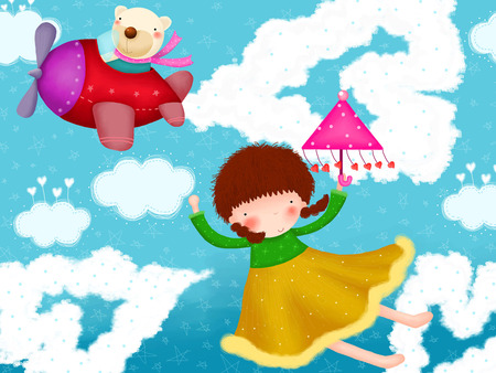 Flying - cloud, flower, fly, sweet, abstract, sky, children, picture, nature