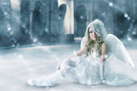 Lacy angel - woman, fantasy, angel, snow