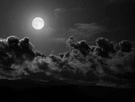 Night sky - moon, night, sky, clouds