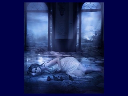 DEATH OF ROSE - gothic, female, rose, blue