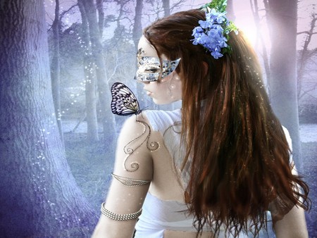 ENCHANTED - butterfly, mask, forest, female, enchanted, fairydust