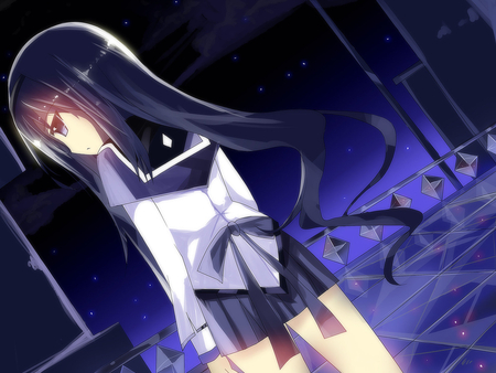 Rotation - black, anime, school, girl, long, hair, uniform