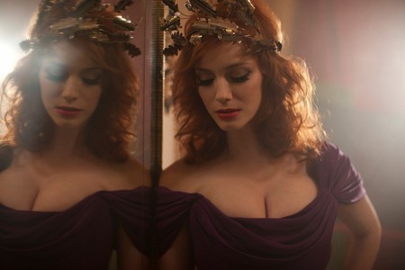 Christina Hendricks - jewelry, christina, actress, jewellery, redhead, christina hendricks, tiara, hendricks, wallpaper, get a life, red hair, purple dress, pretty, reflection