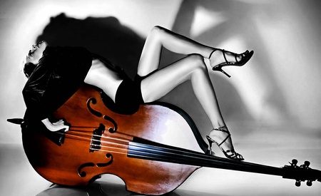 Sensual Musician - woman, nice, lady, girl, photography, music, black and white, black, lovely, pretty, beautiful