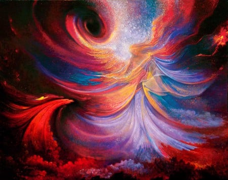 Creation Of  Energy - spiritual, love movements, vibrantenergy, angel, colours, force, rainbow, lady, lights, flowing, creation