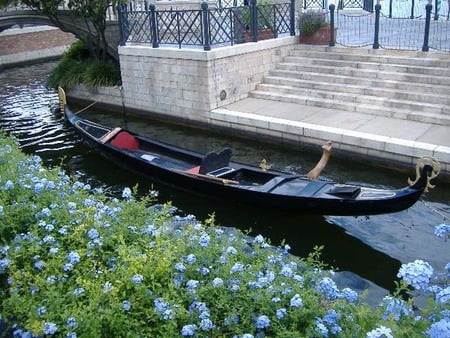 Gondola - epcot, gondola, water, florida, flowers, boat