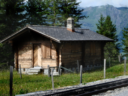 wooden cabin - architecture, cabin, building, switzerland