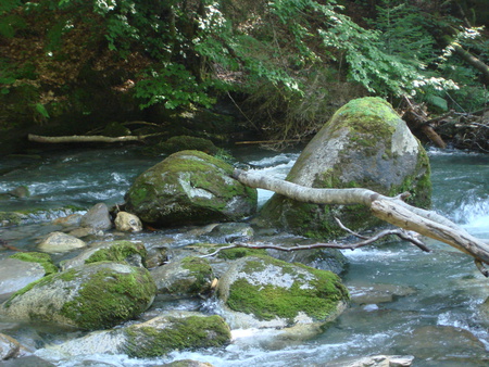 shadow water - crumbling rocks, water, switzerland, nature