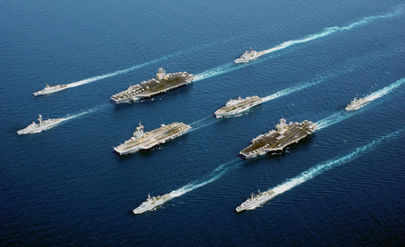 Naval Fleet - blue, water, ships, naval, fleet