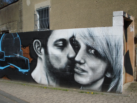 graffiti - painting, people, couple, romance, graffiti