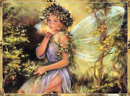 Fairies Kisses - fairy, fantasy, trees, other