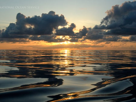 kure atoll - sunset, ocean, water, reflection