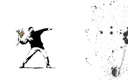 flover chucker - graffiti, banksy, black and white, art