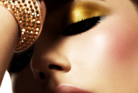 Gold - girl, make up, model, gold